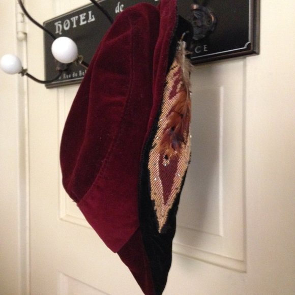 Artisan Handcrafted Rich Burgundy Velveteen Slouchy Hat main image 3